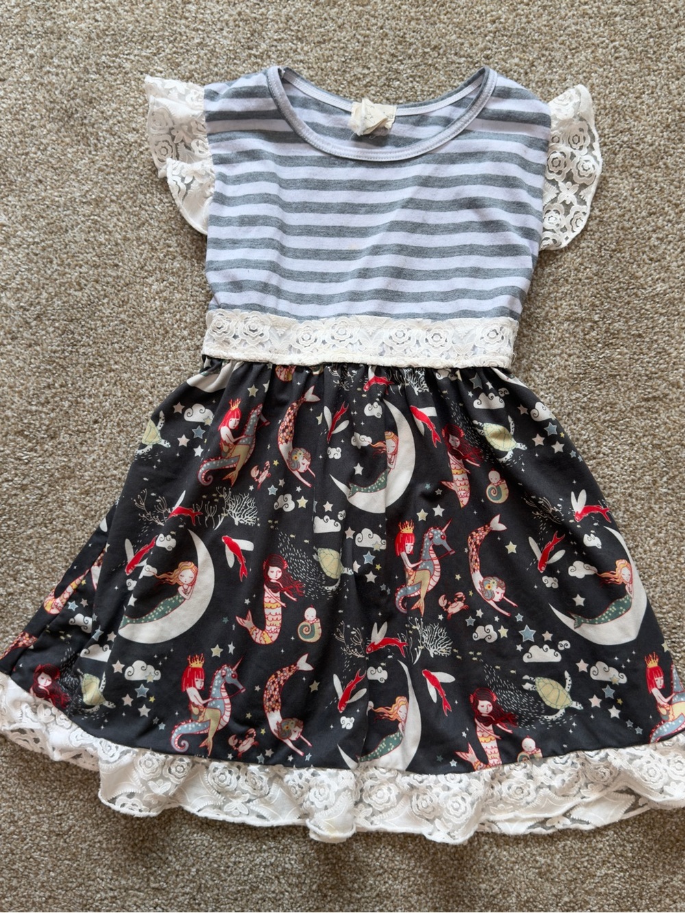 Honeydew Boutique Mermaid Moon Lace Dress Girls 6-7T Fantasy Boho - Picture 2 of 10